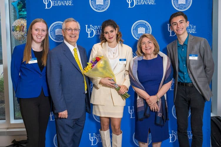Julia Hatoum receiving recognition for her University of Delaware student leadership
